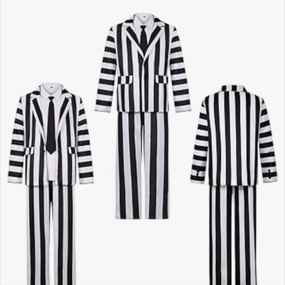 Men's Beetlejuice Beetlejuice Beetlejuice Cosplay Costume Outfit, S - Picture 3 of 12